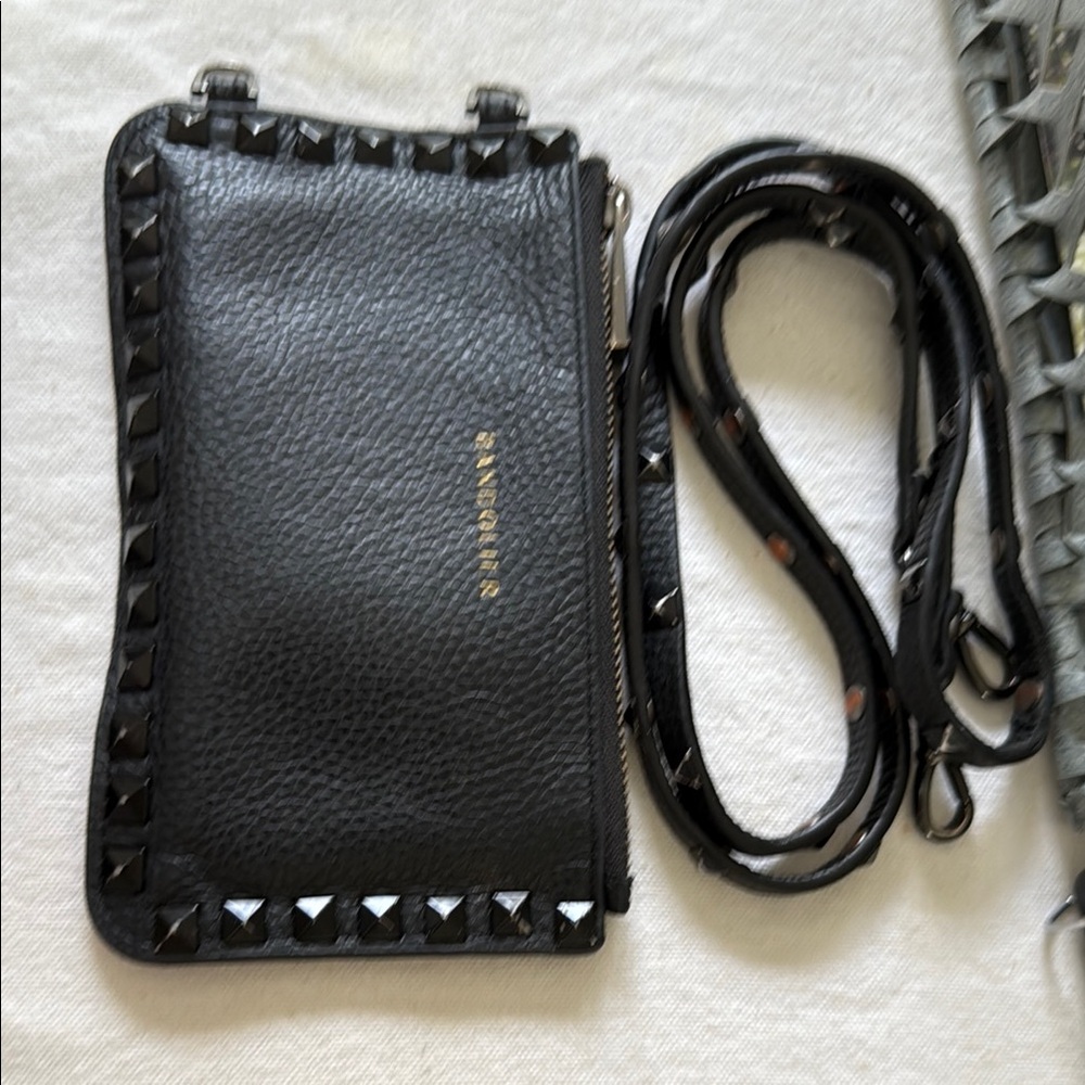 Bandolier Black Studded Leather Crossbody Bag